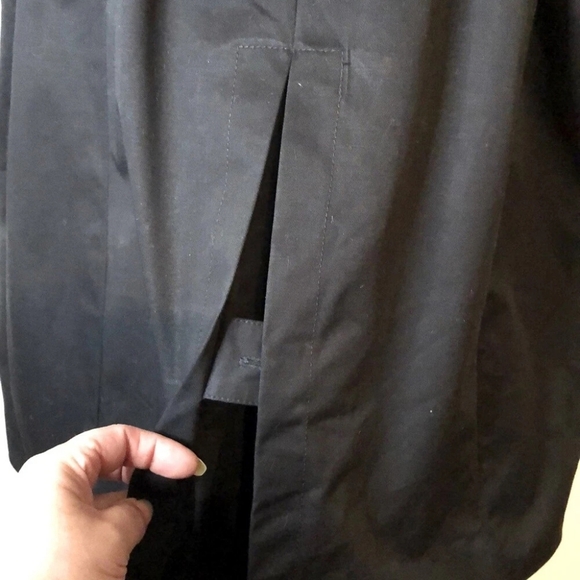 GAP Vintage Y2K Double Breasted Black Tan Piping Belted Cotton Trench Coat- L - Picture 11 of 16